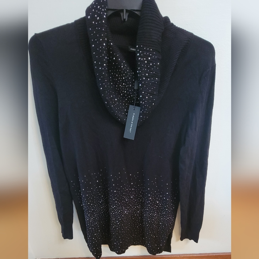🦋*NWT* CABLE & GAUGE Black glitter connect sweater.  Size M.